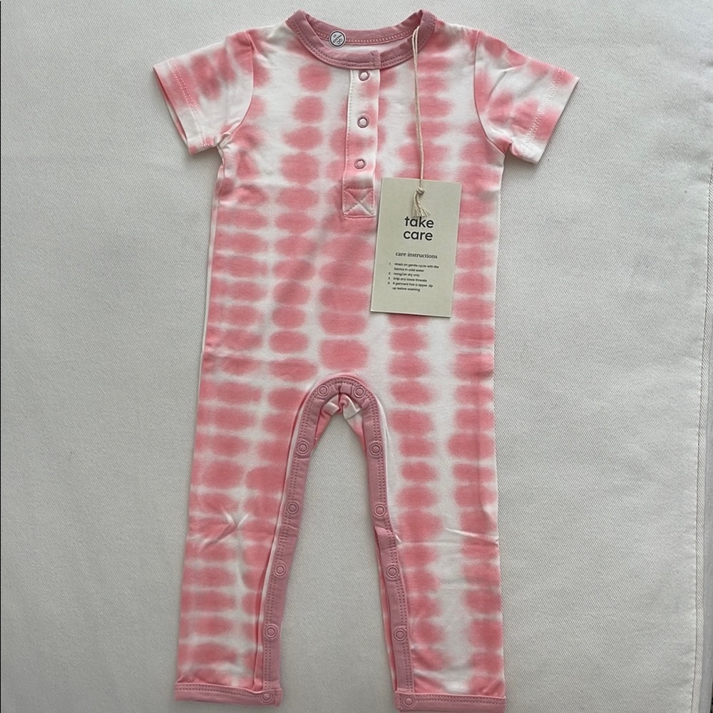 Kyte Baby Pink Tie-Dye Button Romper 0-3 Month